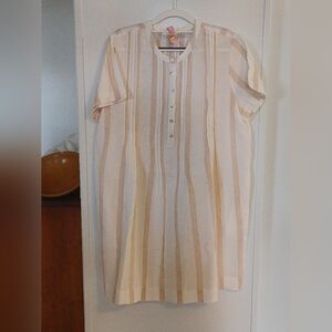 Faherty Striped Dress Fine Linen Shorts Sleeve L